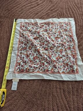 Sezane Floral Square Scarf with Red & Green Bouquet Print
